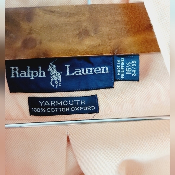Ralph‎ Lauren light orange men's button down top size XL 16.5 - Picture 2 of 5